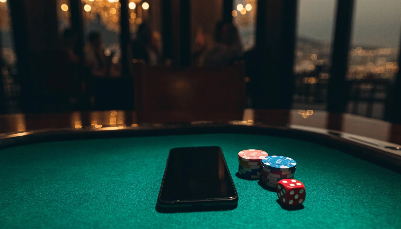 Moderni smartphone uz casino žetone na stolu u hrvatskom casinu