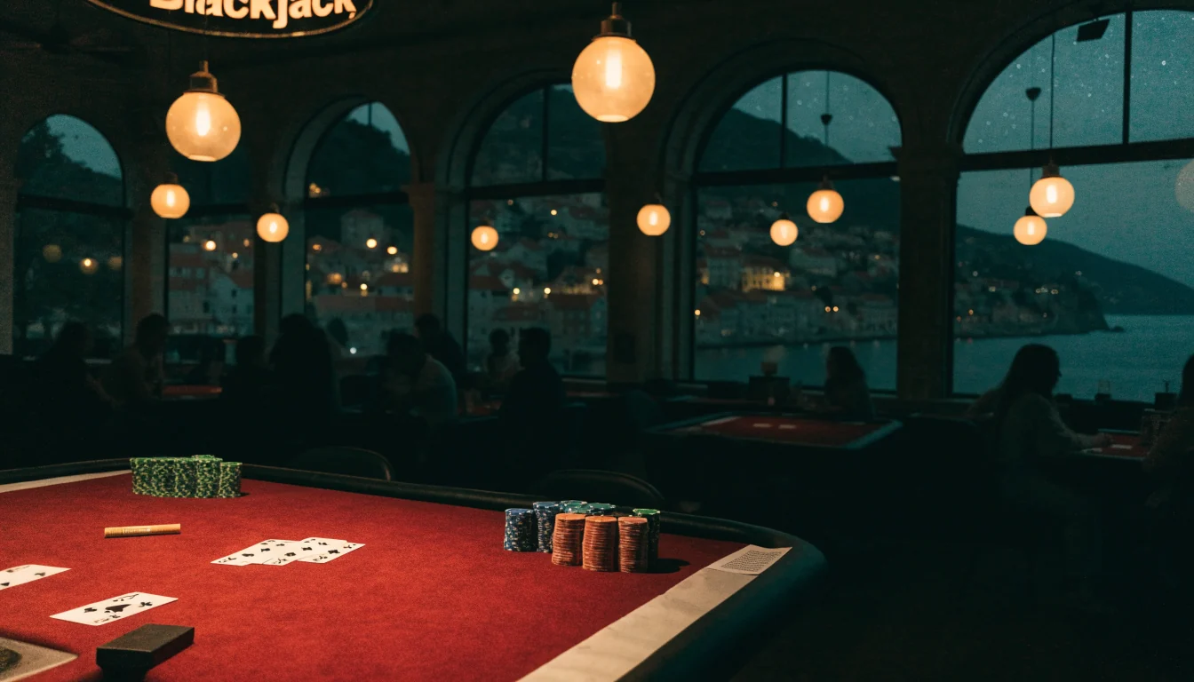 Ambijent kockarnice u Hrvatskoj s blackjack stolom